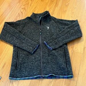 William Murray flop shot full zip jacket gray Heather trimmed in plaid size M